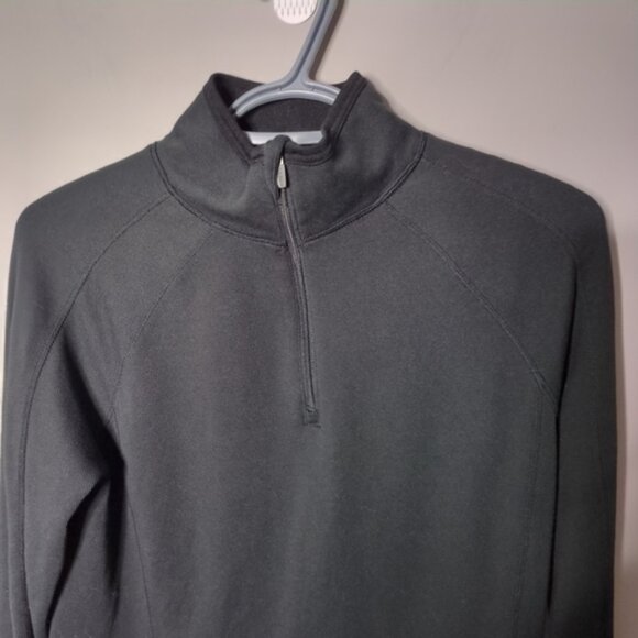 L.L. Bean Men's Midweight Base Layer 1/4 Zip Mockneck Size M Thumbholes Black - Picture 3 of 6
